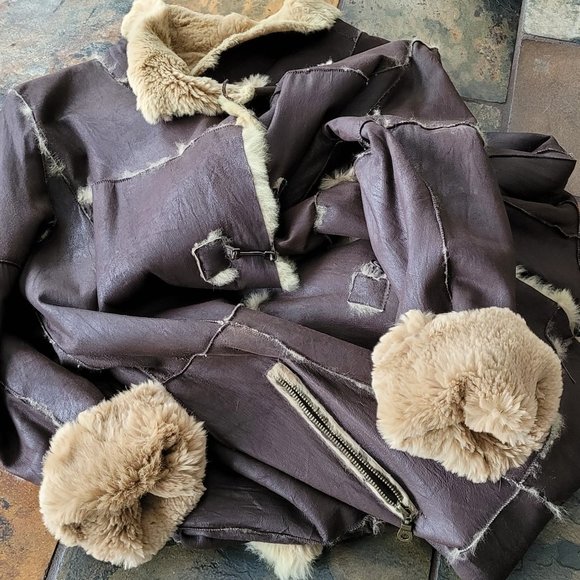 Unique  Leather Winter Coat (Runway piece), size M, brown - Picture 13 of 16